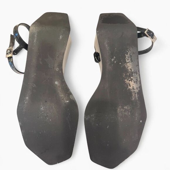 VTG 1990s Robert Clergerie Paris Black Patent Leather Platform Wedge Sandals 9b - Picture 10 of 11